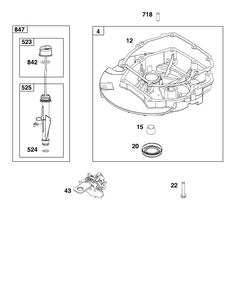 Sump Group Diagram and Parts List for 121S02-0037-F1 100000 - 19Z999 Briggs and Stratton Engine